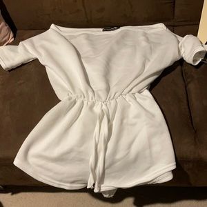 White one piece off the shoulders